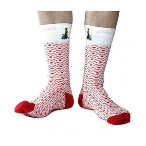 Soxfords mens red Seigaiha japanese pattern knee high casual socks one size